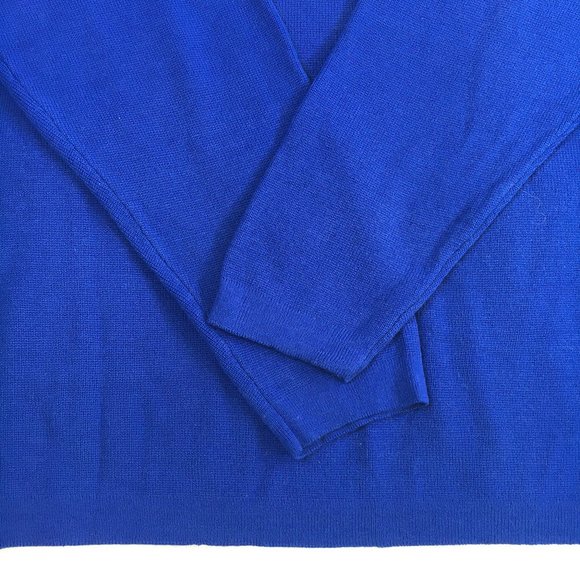 Badge Varsity V Neck Blue Yellow Long Sleeve Sweater - Picture 3 of 8